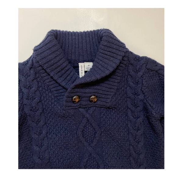 Janie and Jack Navy Shawl Neck Knit Sweater with Buttons Size 2T - Picture 2 of 4